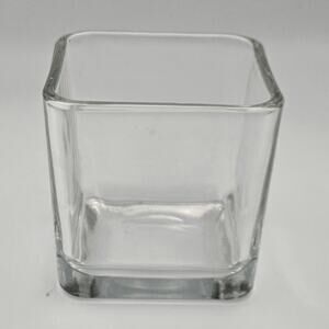 Square Glass Short Bud Flower Base 3.5 inches Tall